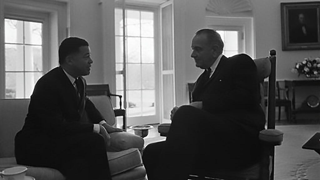 Sen. Edward Brooke and President Lyndon Johnson Meet in the Oval Office