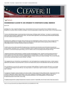 Congressman Cleaver to Join Speaker to Investigate Global Warming