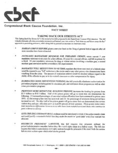 Congressional Black Caucus Foundation “Taking Back Our Streets Act” Fact Sheet (1995)