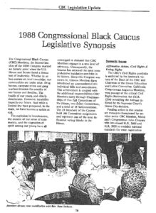 Legislative Synopsis by the Congressional Black Caucus on Crime (1988)