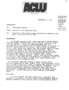 ACLU Analysis of the Habeas Corpus Provision in the Omnibus Crime Bill Ã¢â‚¬â€œ Title XIII  (H.R. 5269) (1990)