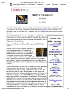 Fitting the Crime?- Transcript of Interview with Rep. Bobby Scott and Rep. Bill McColhum on Juvenile Justice (1997)