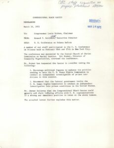 Memorandum and Other Materials Regarding the 1972 U.N. Confernece on Prison Reform