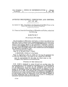 Committee on Education and Labor Report on the Juvenile Delinquency Prevention and Control Act (1967)