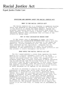 Q&A about the Racial Justice Act  (1989)