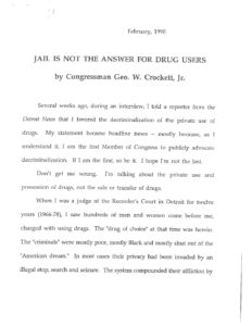 Jail is Not the Answer for Drug Users- Rep. George Crocket (1990)