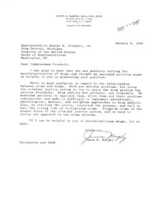 Letter from James M. Murphy to Rep. George Crockett Regarding Drug Decriminalization (1990)