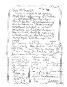 Students Write to Rep. Crockett Regarding Drug Use (1990)