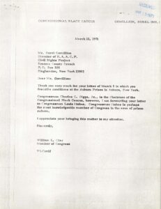 Correspondence Between Rep. Clay Sr. and NAACP Director  Gomillion Regarding Prisoner Mistreatment at Auburn Prison (1972)