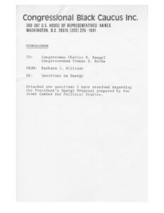 Memorandum with Questions on President Carter’s Energy Proposal