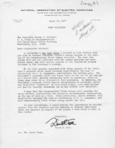 Letter of Concern from the National Association of Electric Companies to Rep. Parren Mitchell (D-MD) Regarding President Carter’s Energy Program