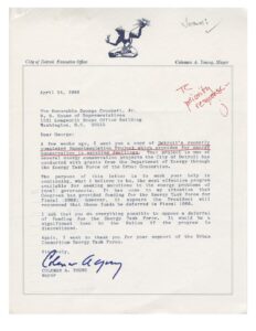 Letter to Rep. George Crockett (D-MI) concerning Detroit’s Superinsulation Project which Provides for Energy Conservation in Existing Dwellings