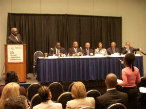 Rep. James Clyburn at the podium during Environmental Braintrust