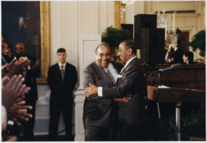 Rep. Charles B. Rangel (D-NY) and Rep. John Conyers Jr. (D-MI) at a White House Birthday Celebration for Lionel Hampton