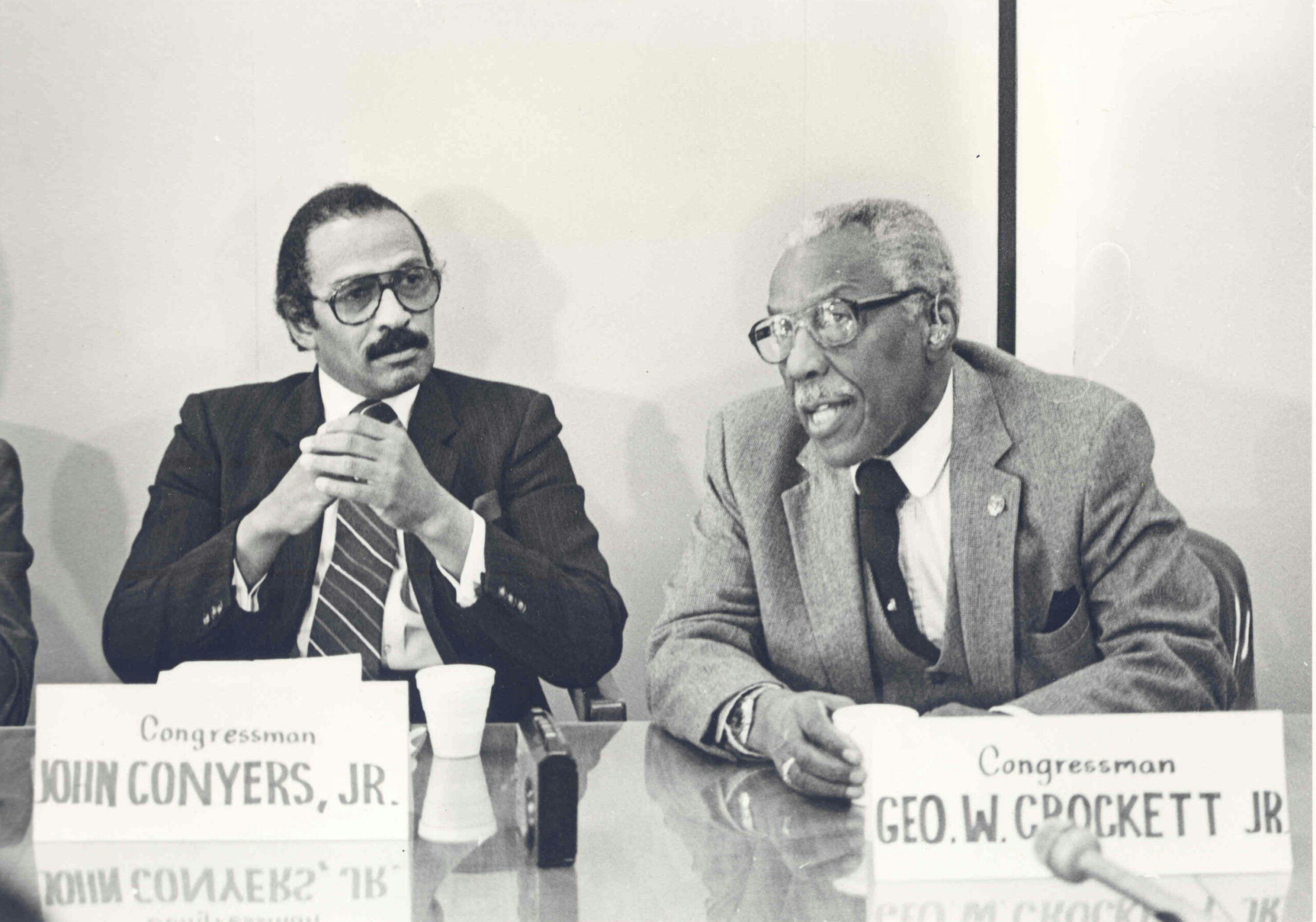 Rep. George Crockett (D-MI) and Rep. John Conyers Jr. (D-MI) at a Free South Africa Rally