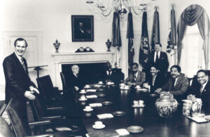 CBC Members with Vice President George Bush before a Meeting with President Ronald Regan and Vice President Bush at the White House