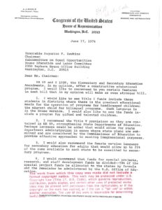 Letter from Rep. J.J. Pickle to Rep. Augustus Hawkins Regarding ESEA
