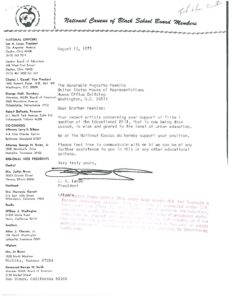 Letter from L.A. Lucas, President of the National Caucus of Black School Board Members, to Rep. Augustus Hawkins Regarding Title I of the Education Bill