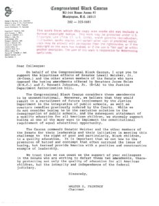 Letter from Rep. Walter Fauntroy, Chair of Congressional Black Caucus, to Colleagues Regarding Busing Amendments to Justice Department Authorization Bill