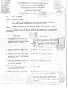 Memo to Rep. Augustus Hawkins from Mr. John W. Smith of the Committee on Education and Labor Regarding Title I of ESEA