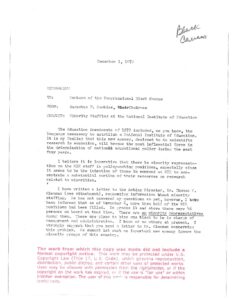 Memo from Rep. Augustus Hawkins to Members of the Congressional Black Caucus Regarding Minority Staffing at the National Institute of Education