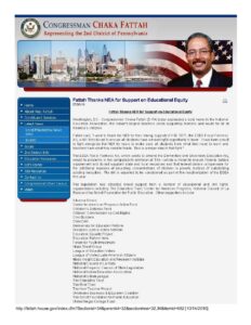 Fattah Thanks NEA for Support on Educational Equity