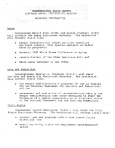 Program from 11th Annual Legislative Weekend Highlighting Workshop Information
