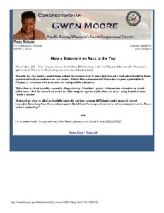 Moore Statement on Race to the Top