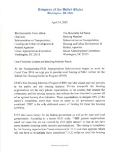 Letter from Congressman Al Green to members of the House Appropriations Committee calling for funding for the Fair Housing Initiatives Program (2013)