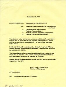 Black Members of Banking, Currency and Housing Committee Ask Federal Regulatory Agencies to Step Up Monitoring and Enforcement of Discrimination Charges in Home Financing (1975)