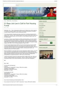 51 Reps Join Lee in Call for Fair Housing Funds (2006)