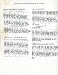 Congressional Black Caucus Legislative Highlights of the 96th Congress (ca. 1979-1980)