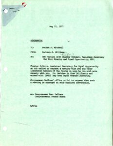 Correspondence regarding CBC Meeting with Assistant HUD Secretary for Fair Housing and Equal Opportunity (1977)