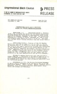 Congressional Black Caucus Announces Agenda for Housing Braintrust/Workshop (1980)