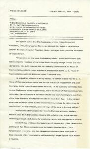Rep. Parren Mitchell Calls for Impeachment of President Nixon (1974)
