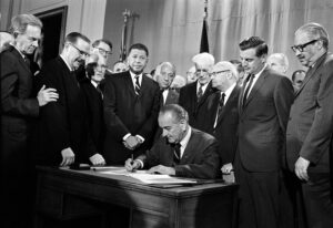 President Lyndon B. Johnson Signs the Civil Rights Bill of 1968