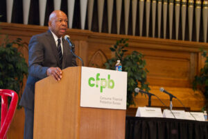 Rep. Elijah Cummings at a Consumer Financial Protection Bureau public hearing (2013)