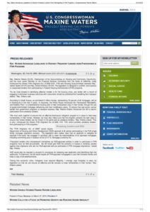 Rep. Waters introduces legislation to restrict predatory lenders from participating in FHA Programs (2009)