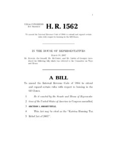 H.R.1562 Katrina Housing Tax Relief Act of 2007