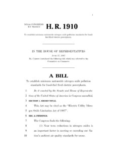 H.R.1910 To establish minimum nationwide nitrogen oxide pollution standards for fossil-fuel fired electric powerplants.