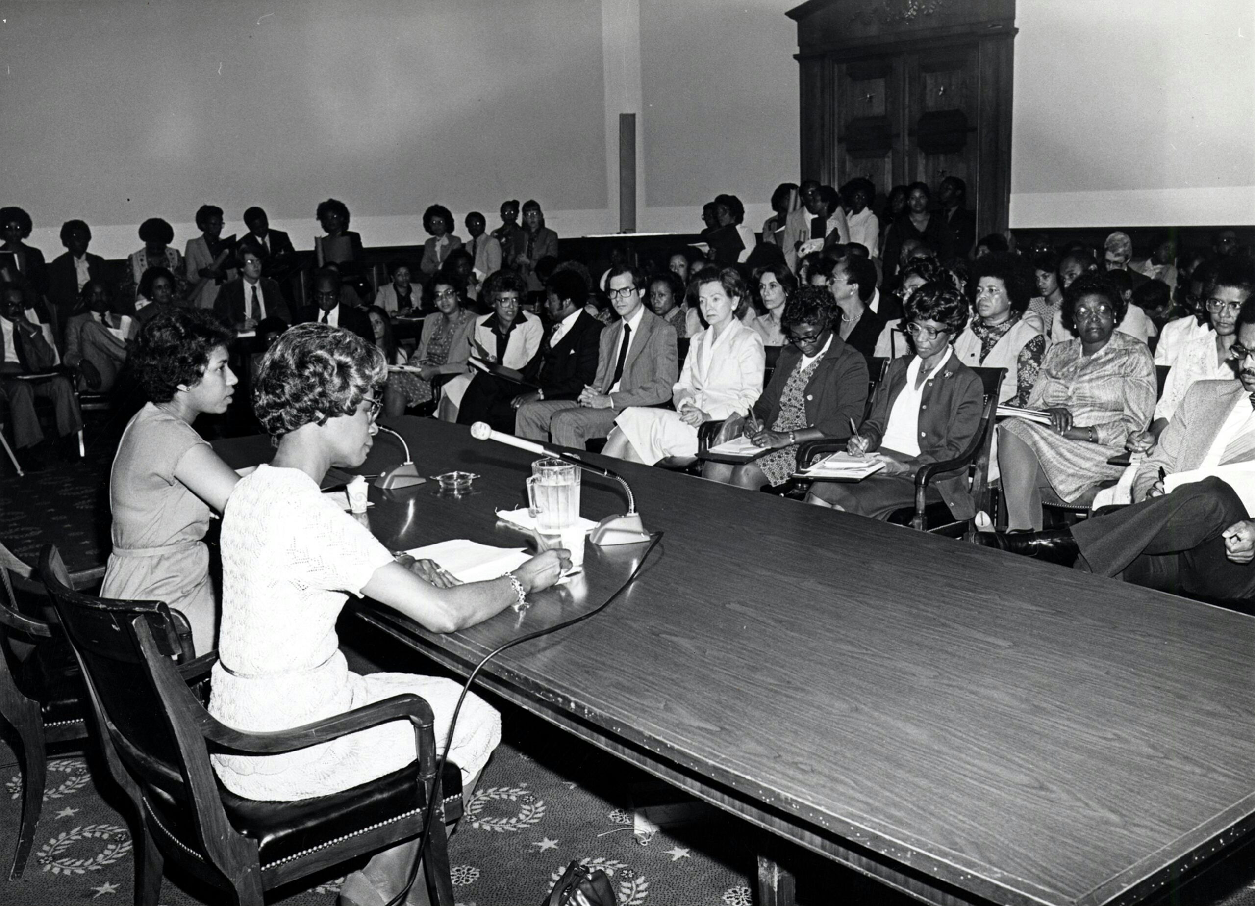 Rep. Shirley Chisholm (D-NY) and Muriel Morrissey at the CBC Weekend Education Braintrust