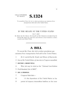 S.1324 National Low-Carbon Fuel Standard Act of 2007