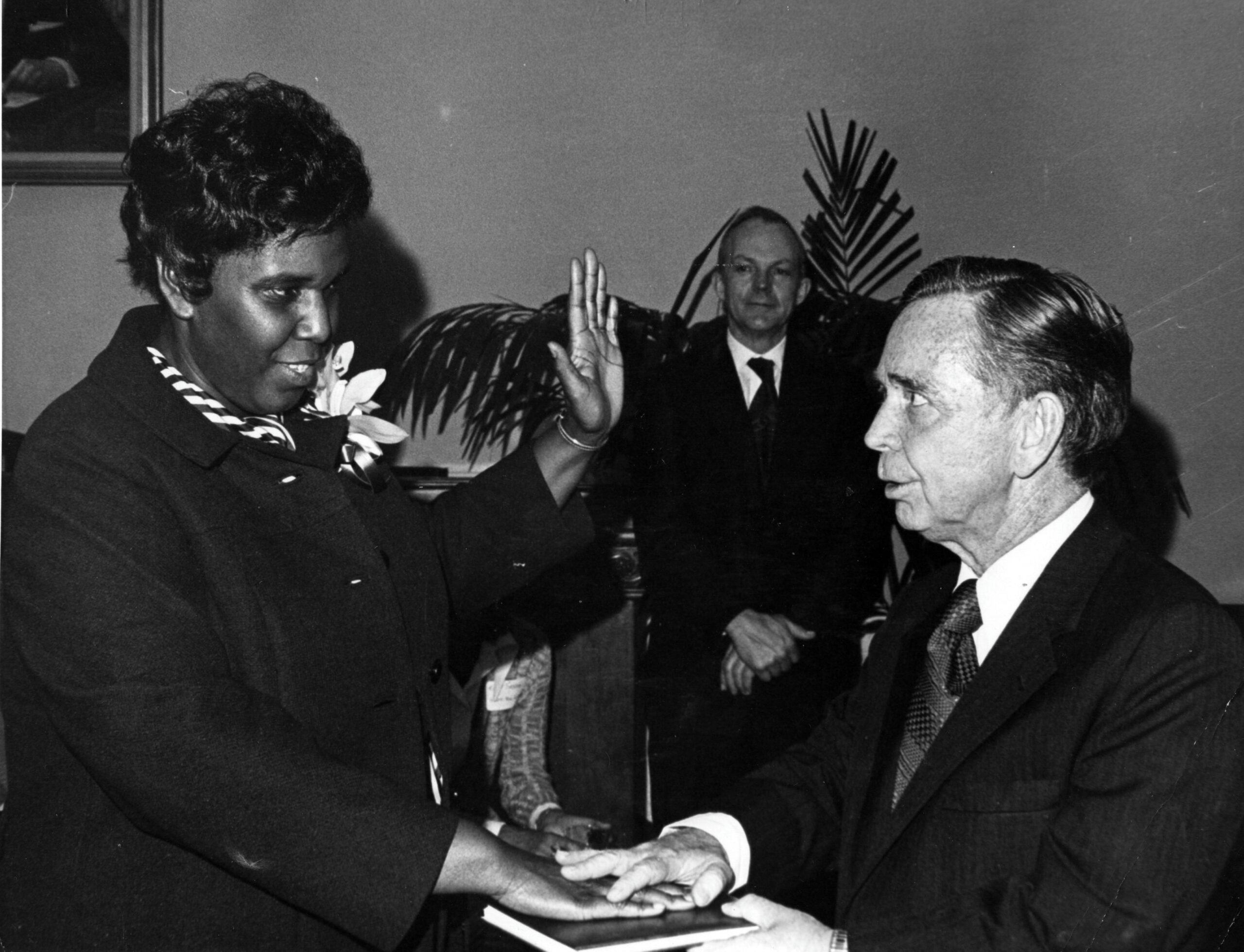 Barbara Jordan being sworn into Congress in 1973