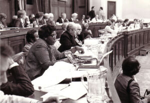 Rep. Barbara Jordan (D-TX) seated during Watergate Hearing