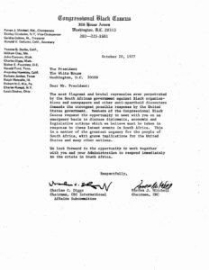 Letter from the Congressional Black Caucus to President Jimmy Carter