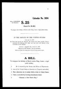 S. 25, a bill to designate the birthday of Martin Luther King, Junior, a legal public holiday