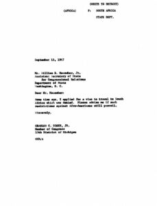 Letter from Charles Diggs to William Macomber