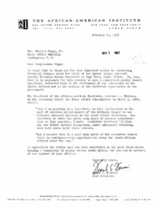 Letter from Frank Ferrari, the Vice President of the African American Institute, to Charles Diggs