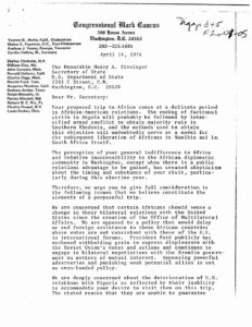 Letter from Charles Diggs to Henry Kissinger, Secretary of State