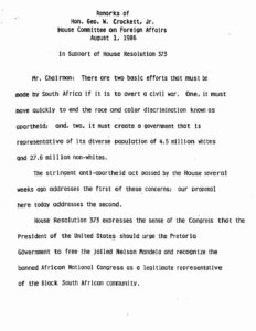 Remarks of George Crockett in support of H. Res. 373